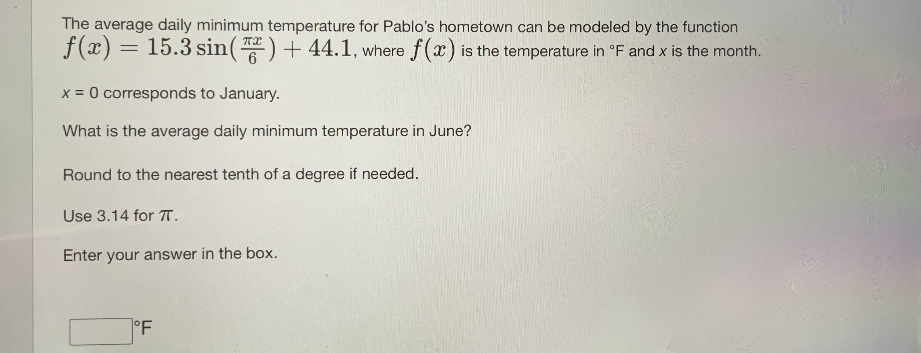 Answer The average daily minimum temperature for
