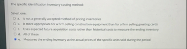 The specific identification invertory costing
