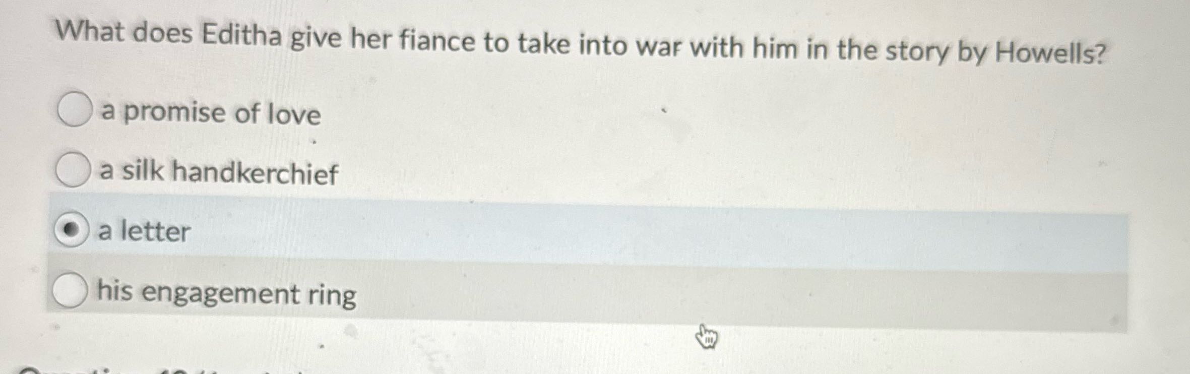 what's the correct answer What does Editha give