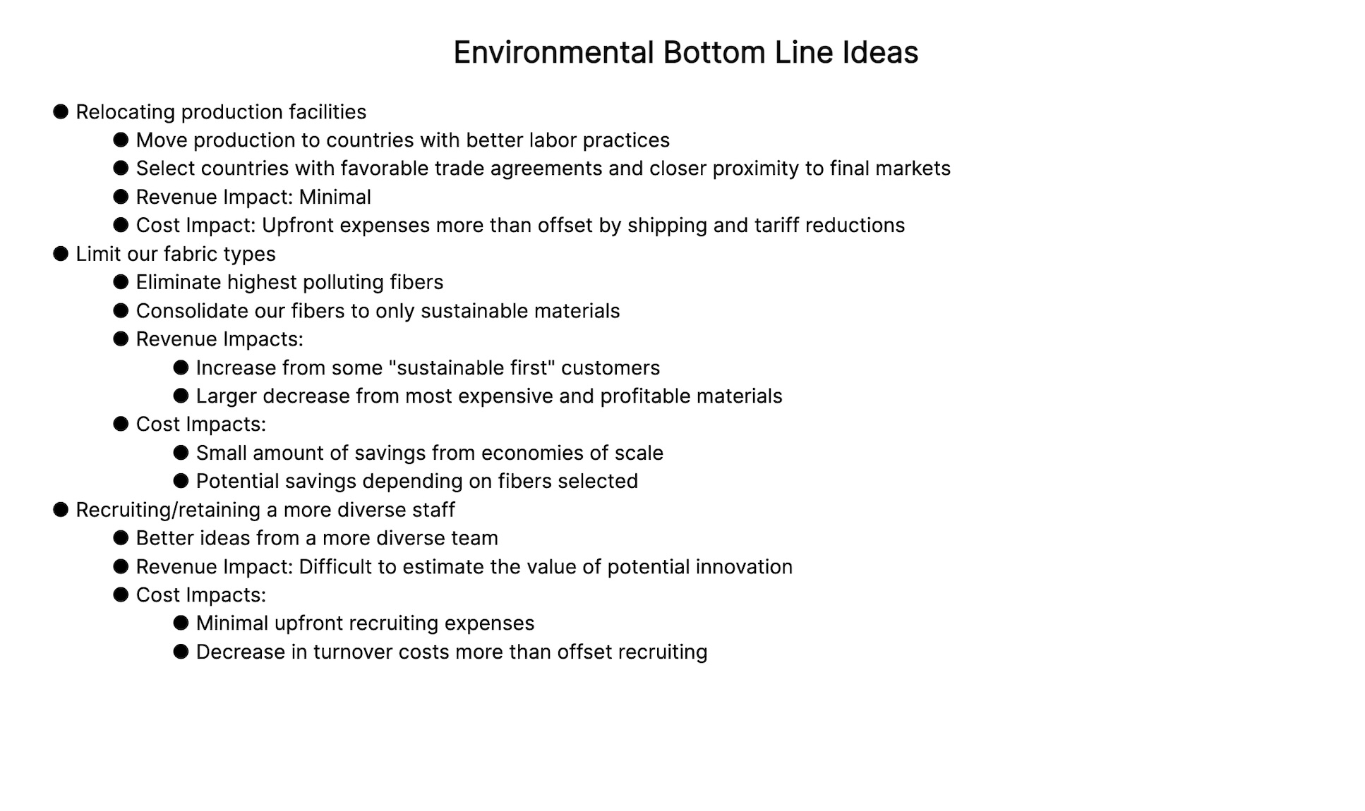 Let's talk about my environmental bottom line