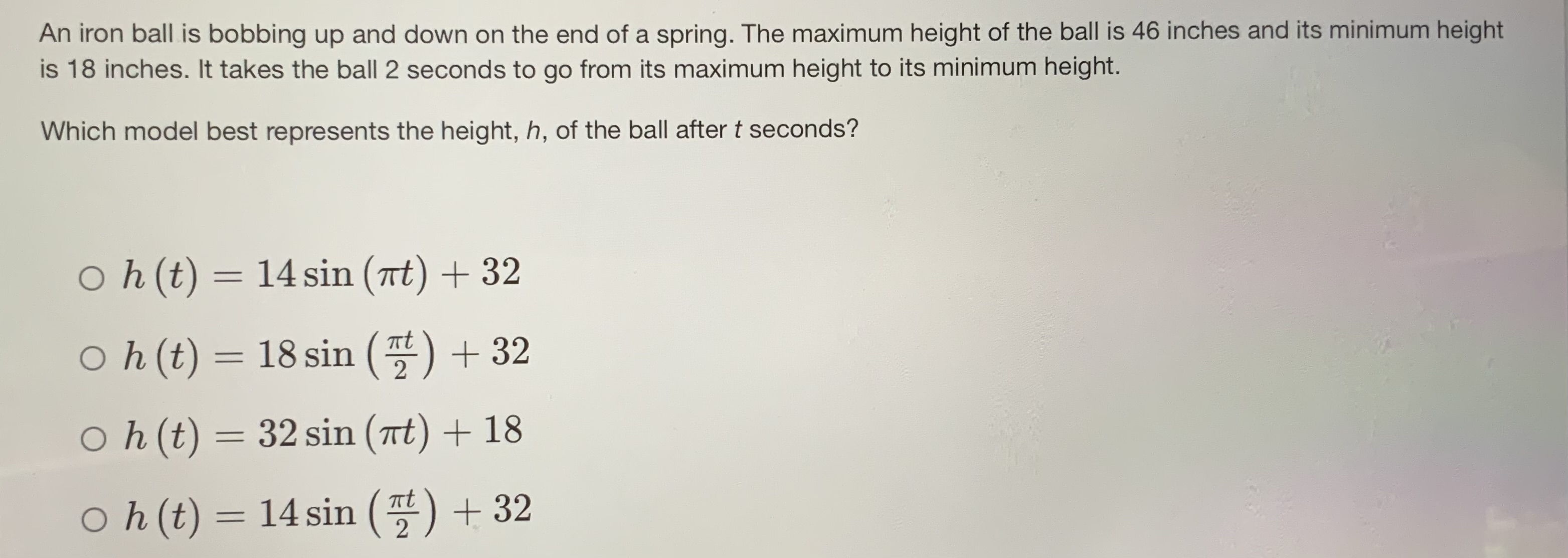 Answer An iron ball is bobbing up and down on the