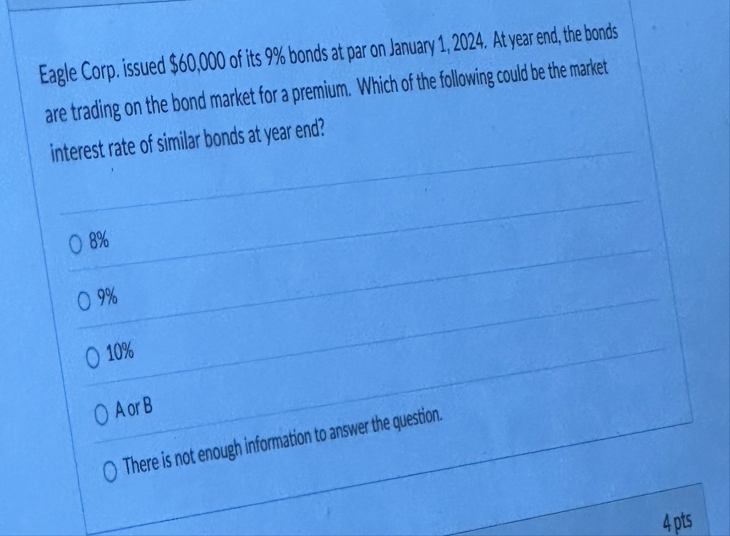 Eagle Corp. issued $ 6 0 , 0 0 0 of its 9 % bonds