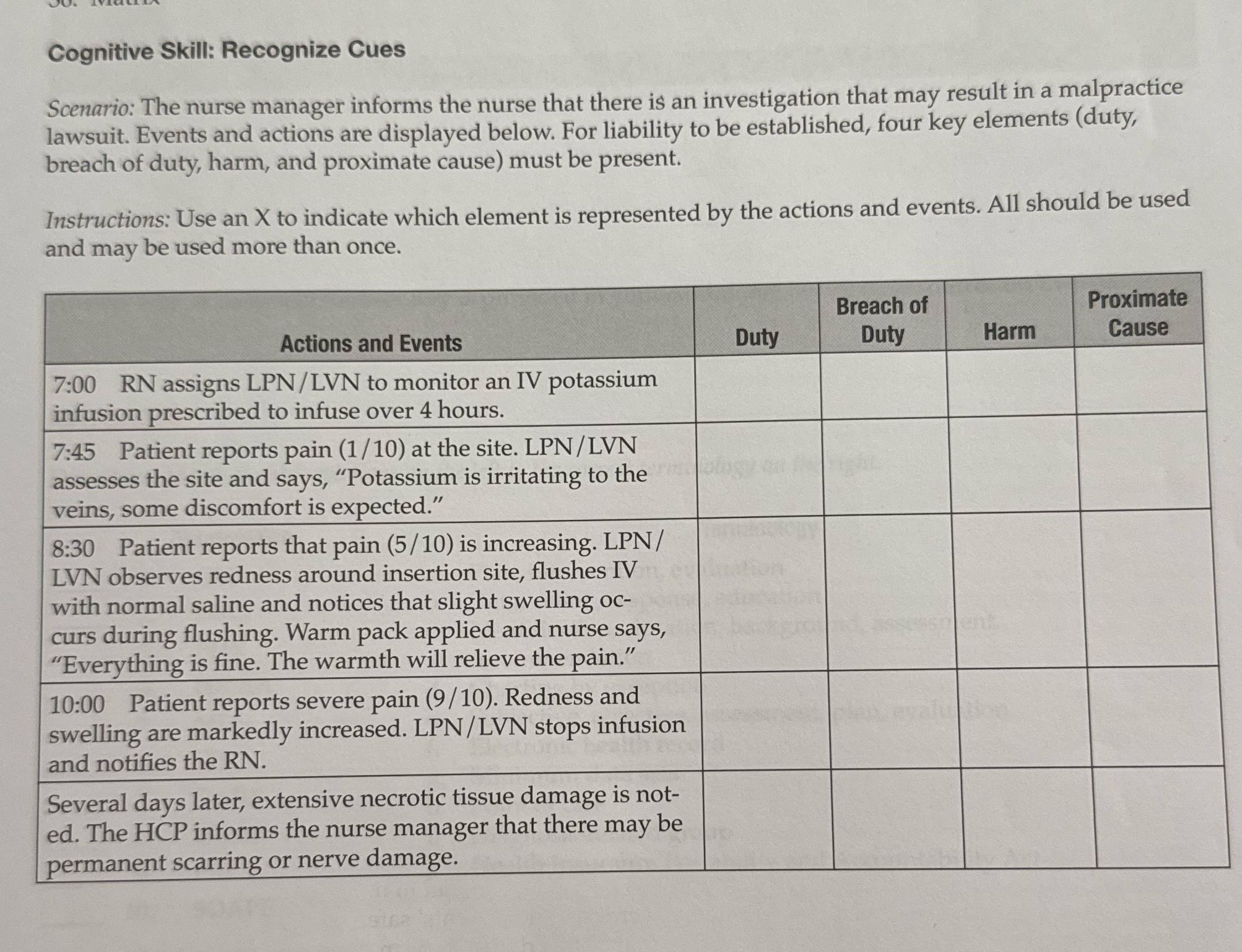 Cognitive Skill: Recognize Cues Scenario: The