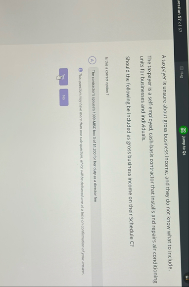 uestion 5 7 of 6 7 Flug Jump to Qs A taxpayer is