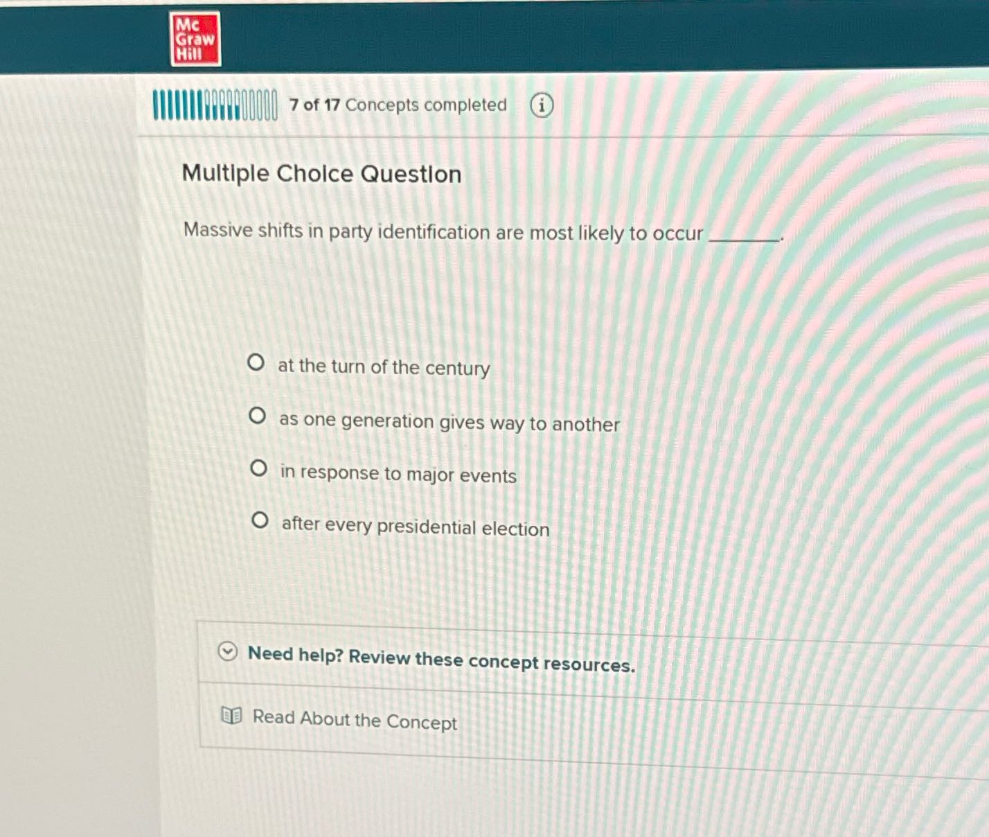UNUM | | | 7 of 17 Concepts completed (i)
