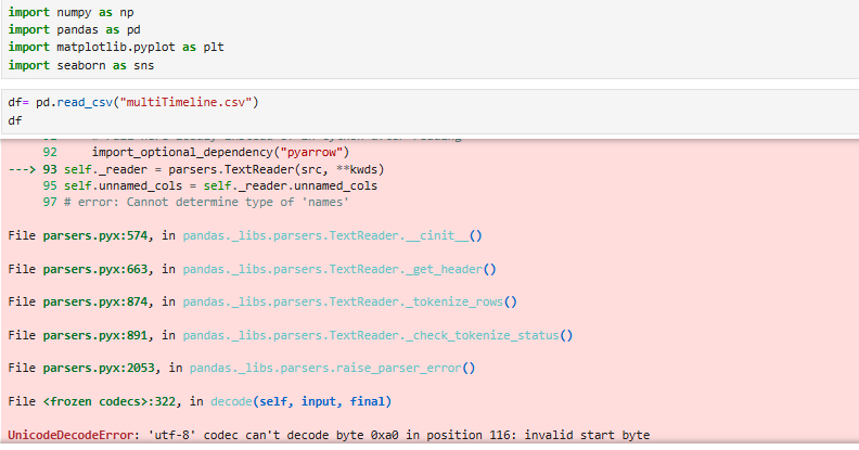 Fix the error import numpy as np import pandas as
