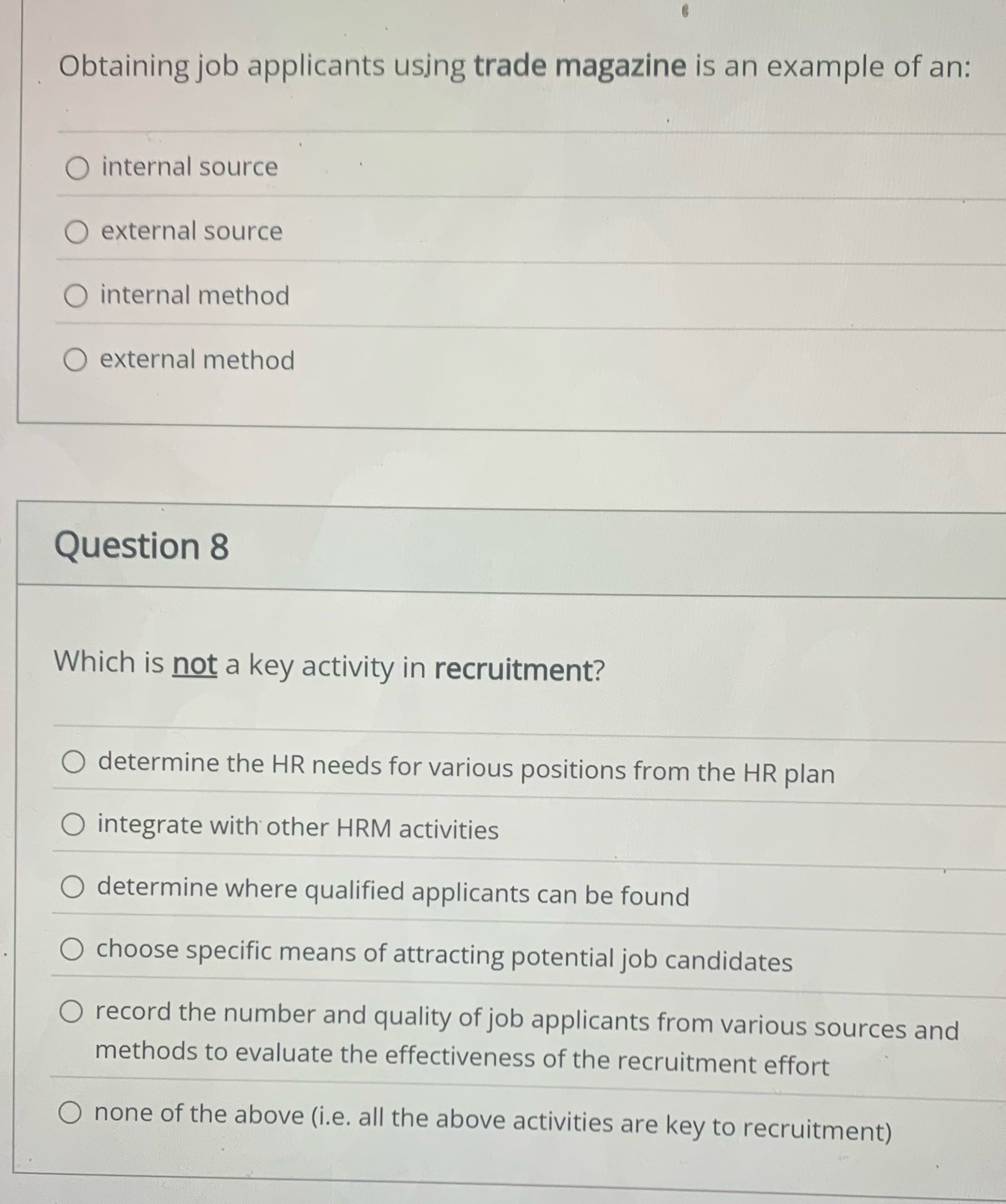 Obtaining job applicants using trade magazine is