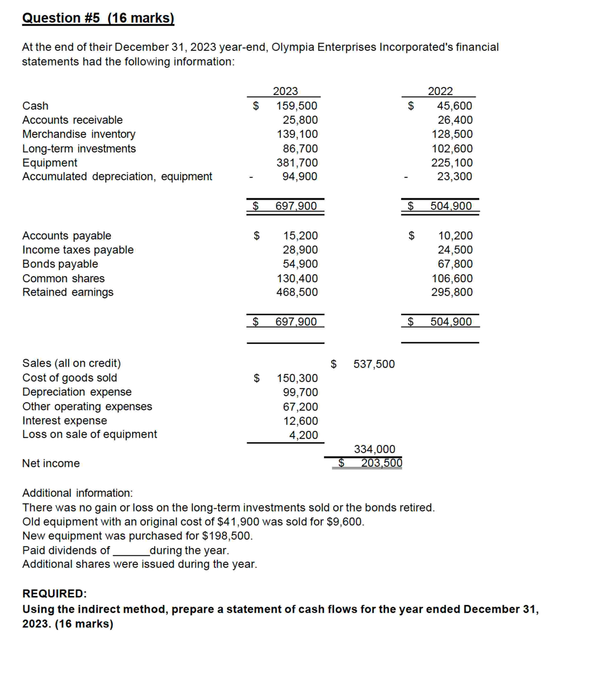 Question \ # 5 ( 1 6 marks ) At the end of their