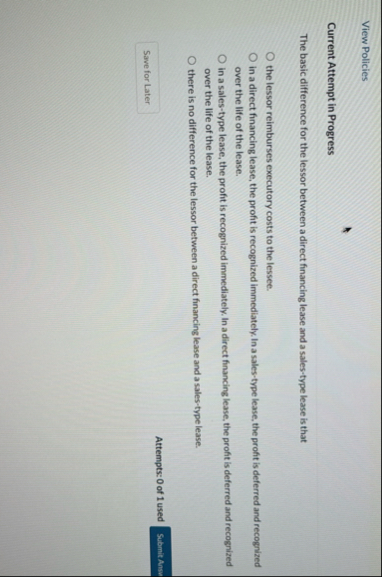 View Policies Current Attempt in Progress The