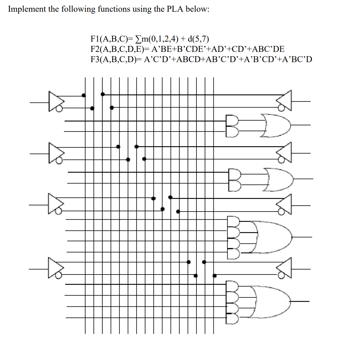 Implement the following functions using the PLA