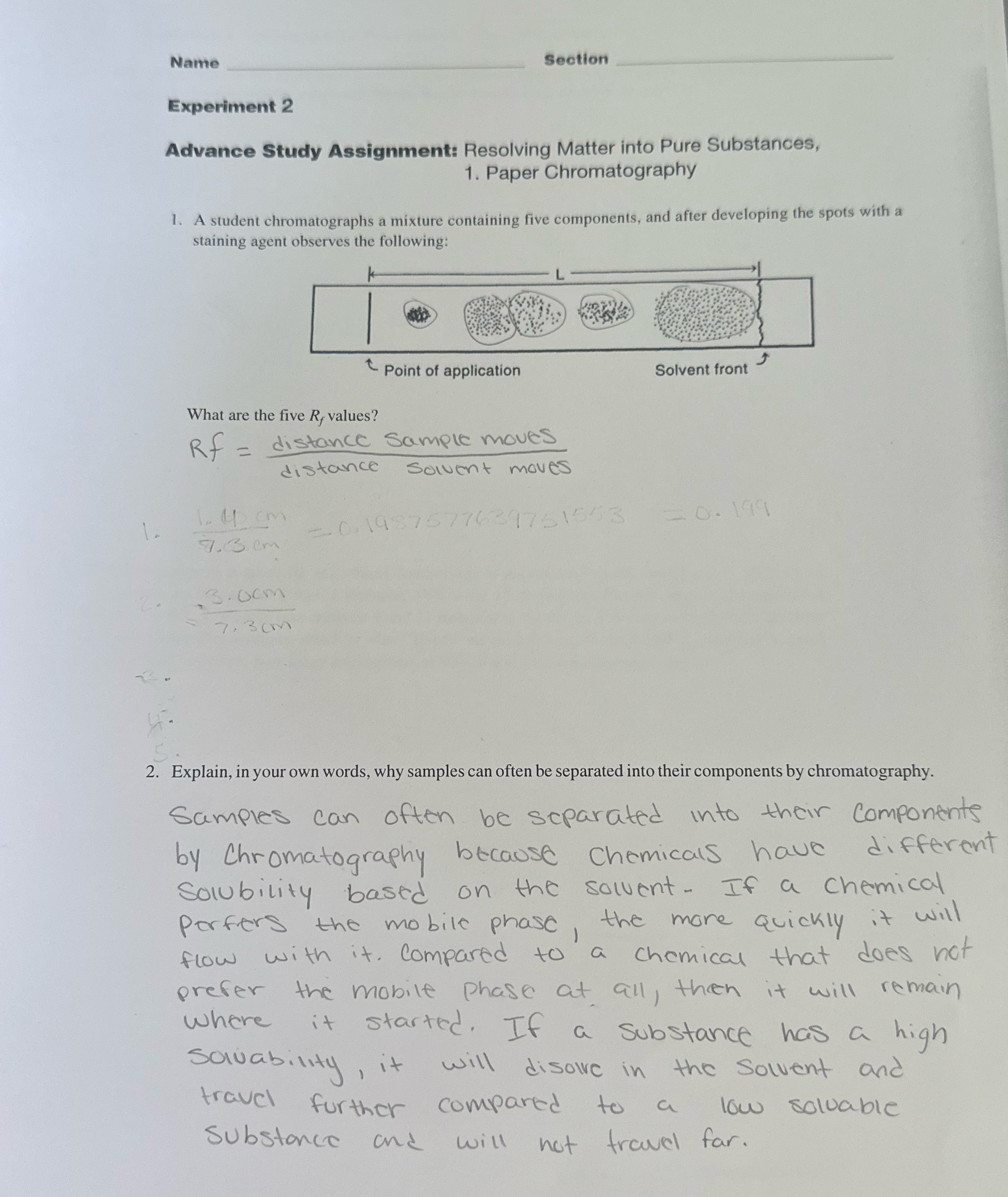 Name Section Experiment 2 Advance Study