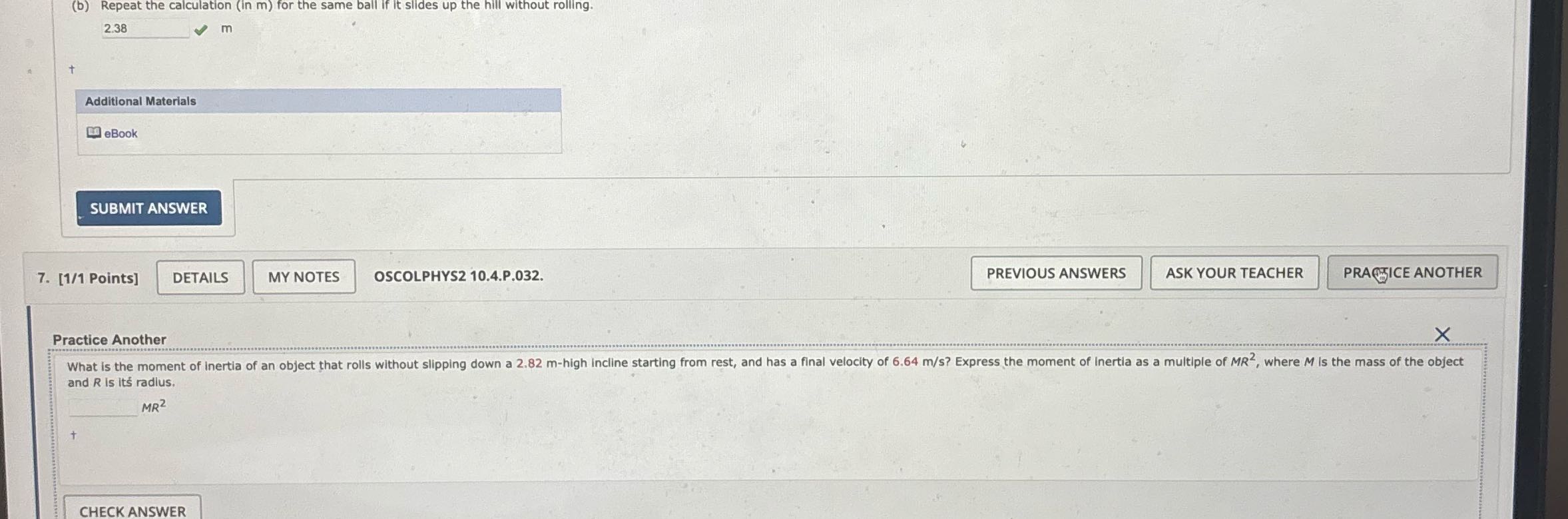 (b) Repeat the calculation (in m) for the same
