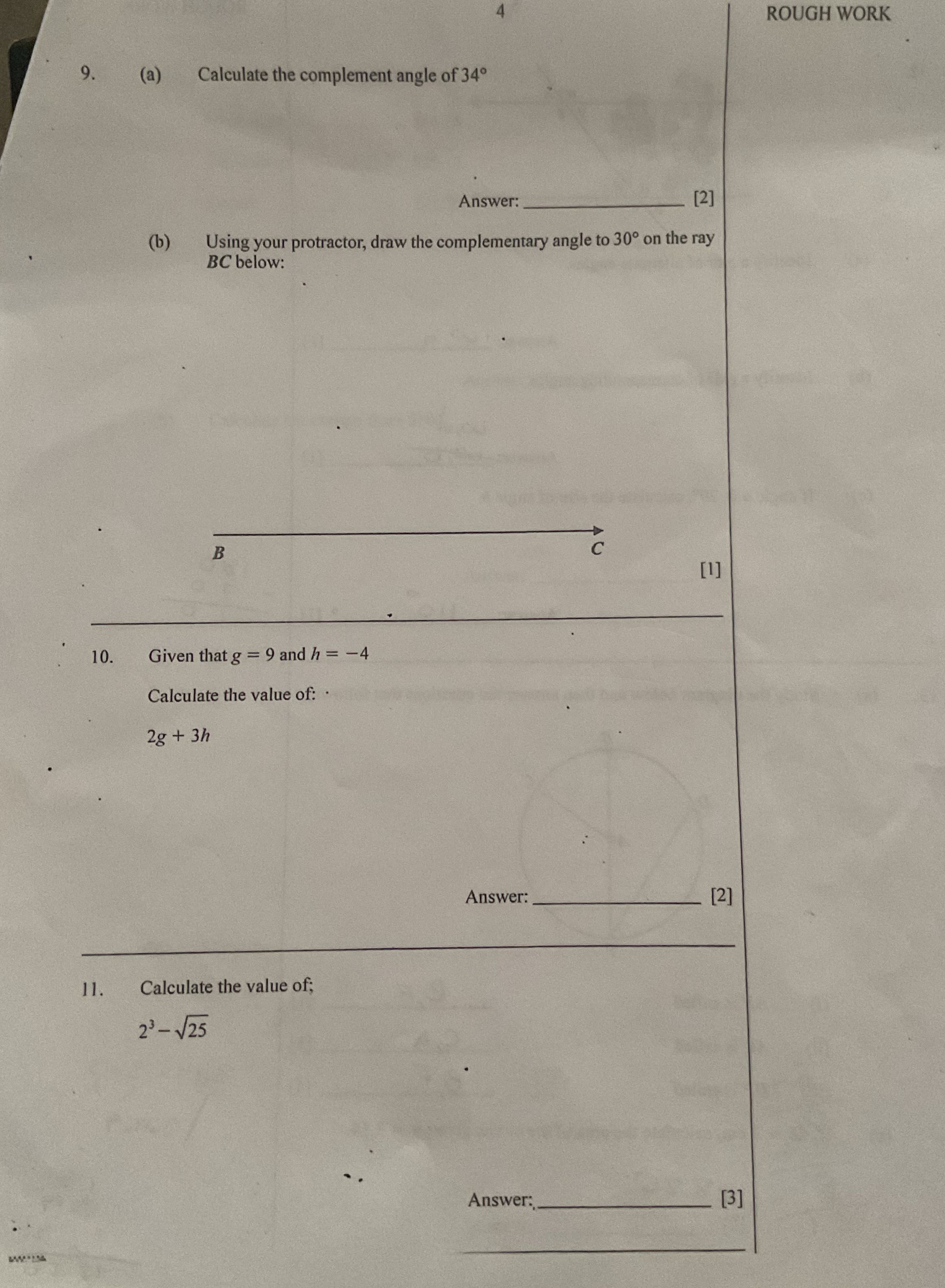 ROUGH WORK 9. (a) Calculate the complement angle