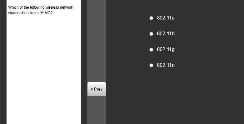 answer Which of the following wireless network