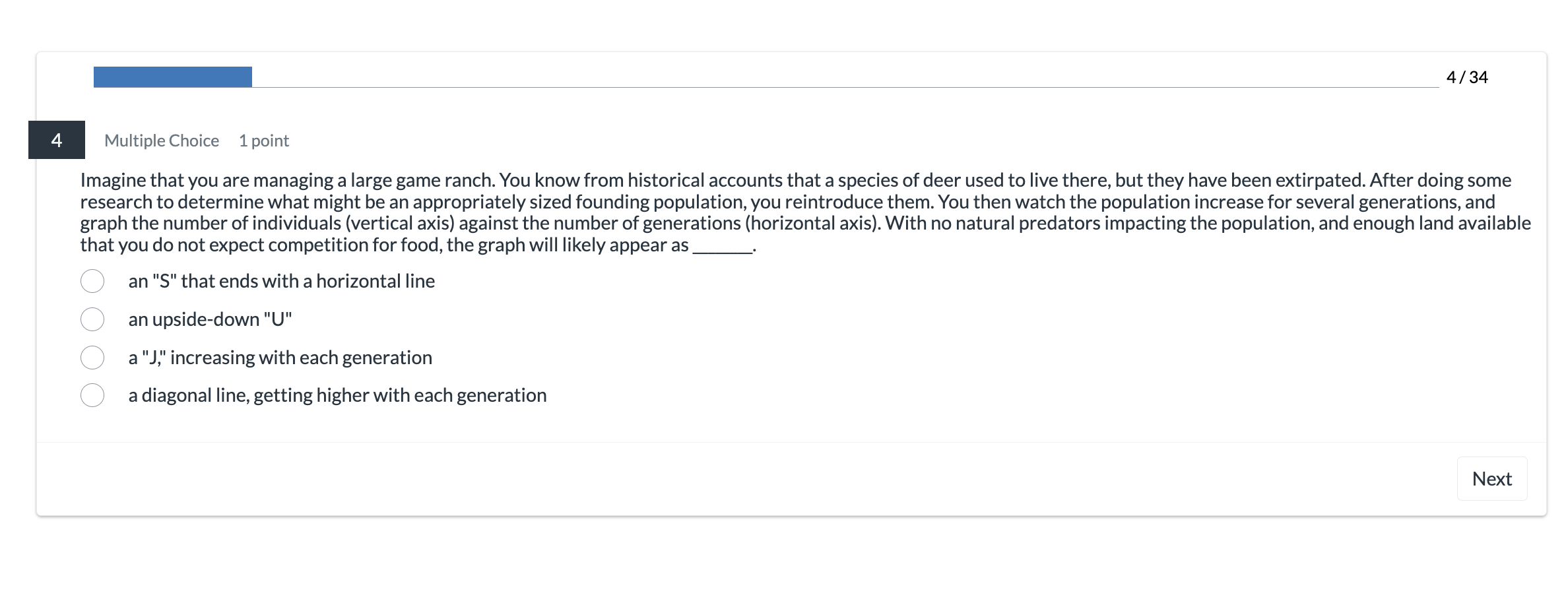 answer a 4134 Multiple Choice 1 point Imagine