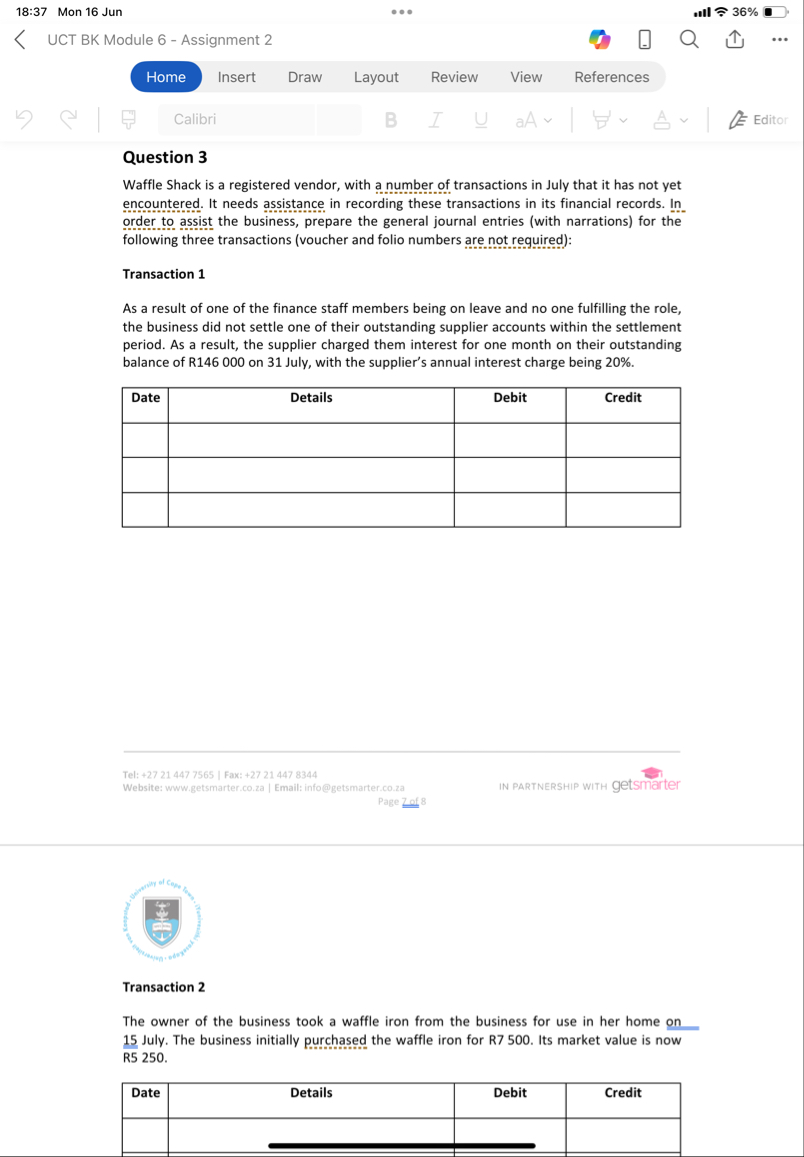 1 8 : 3 7 Mon 1 6 Jun 3 6 % UCT BK Module 6 -