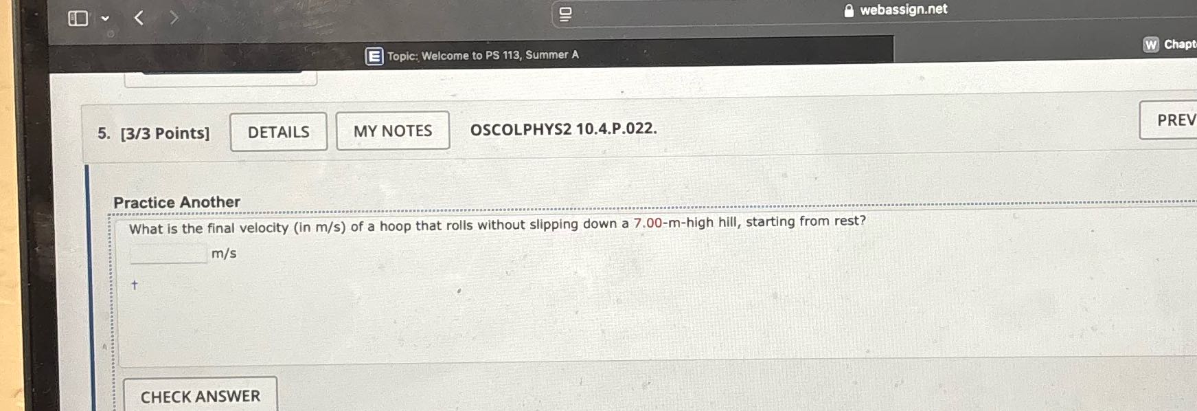 webassign.net E Topic: Welcome to PS 113, Summer