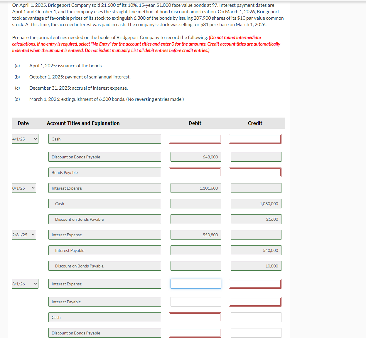 On April 1 , 2 0 2 5 , Bridgeport Company sold 2