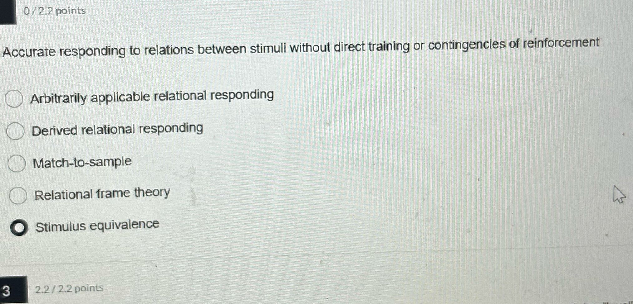 0/ 2.2 points Accurate responding to relations