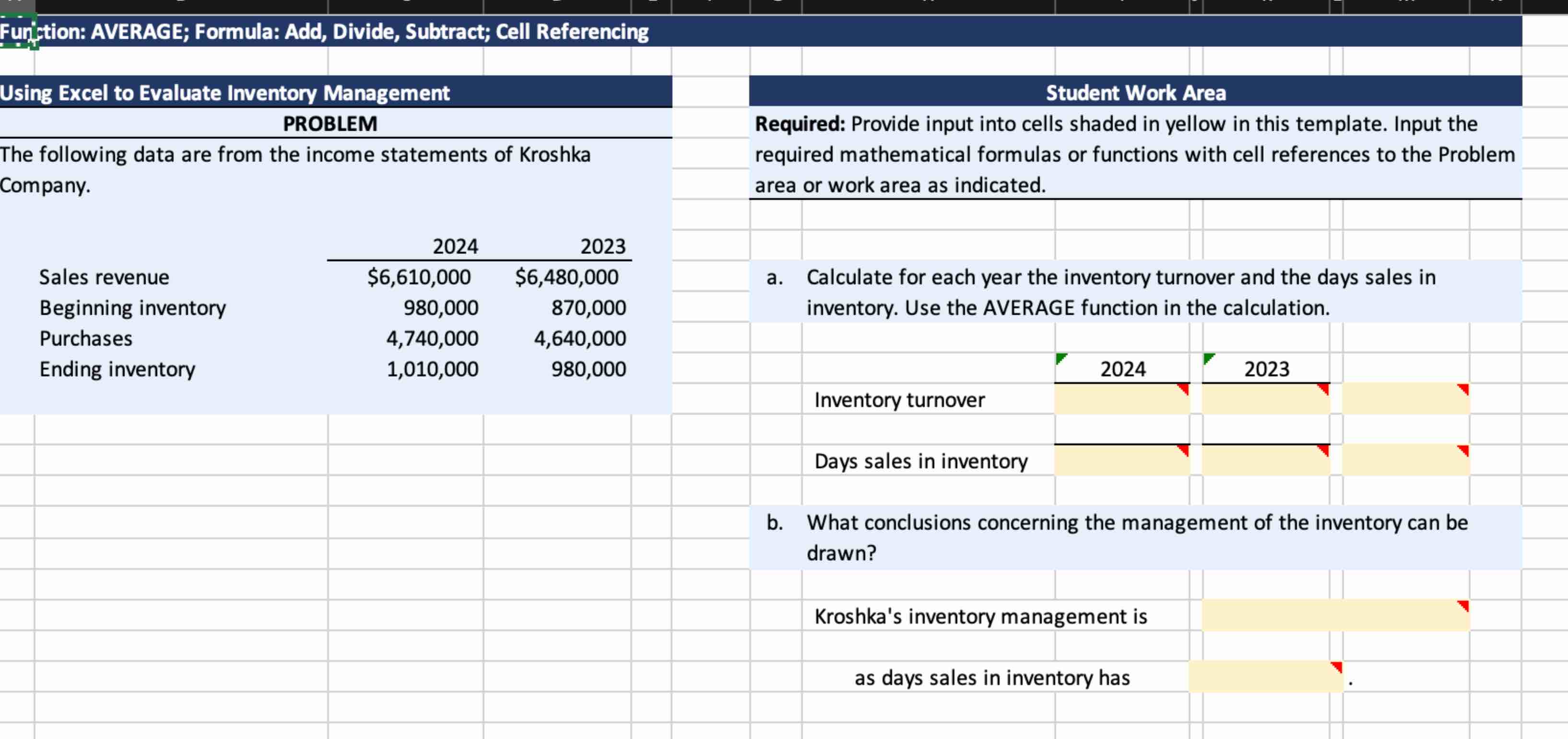 Using Excel to Evaluate Inventory Management