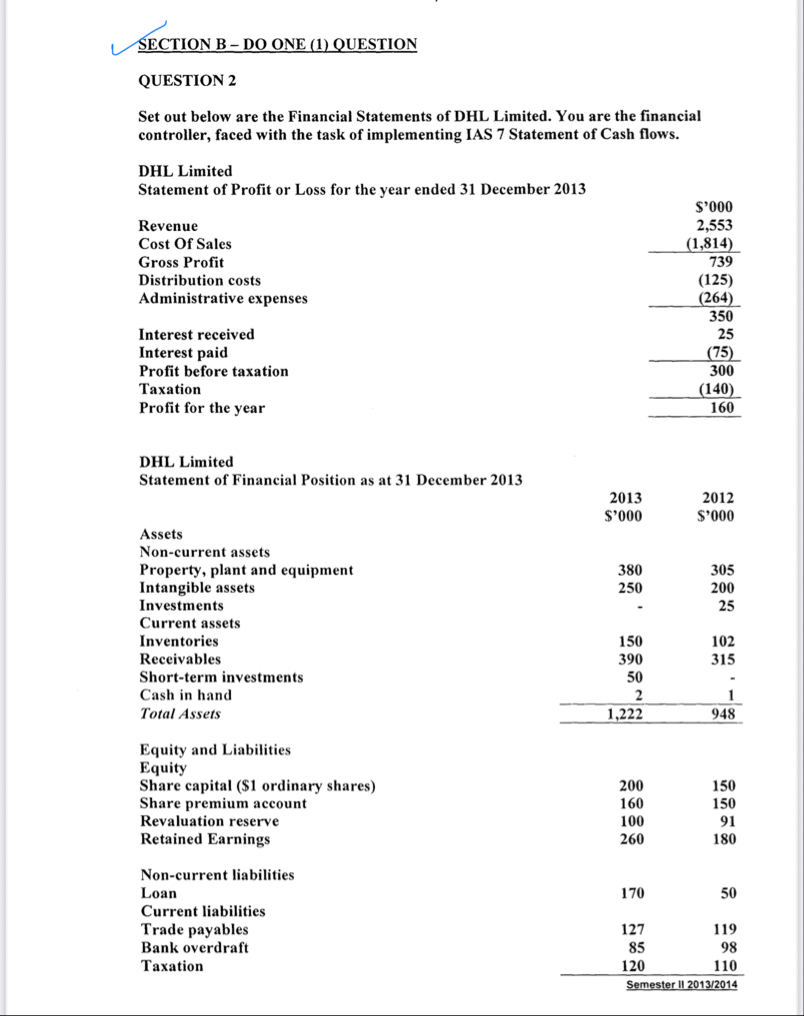 SECTION B - DO ONE ( 1 ) QUESTION QUESTION 2 Set