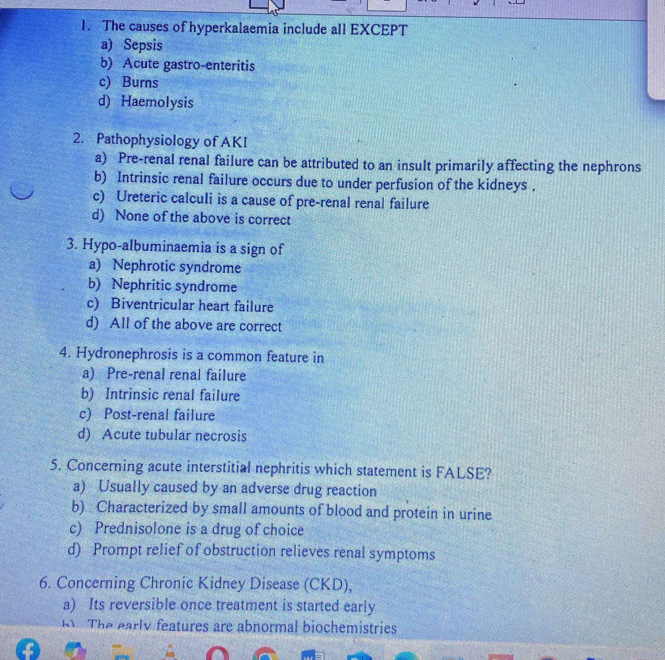 . The causes of hyperkalaemia include all EXCEPT