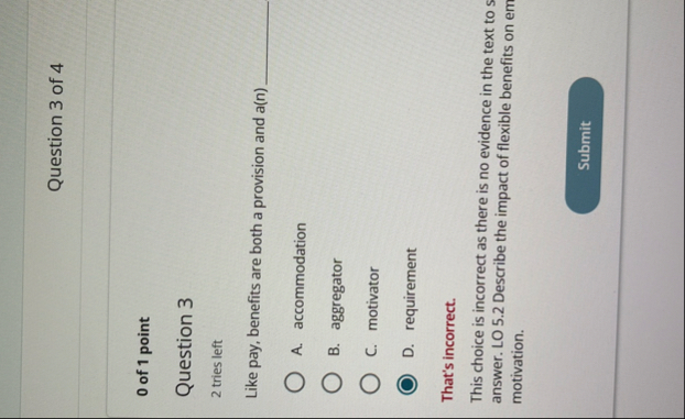 Question 3 of 4 0 of 1 point Question 3 2 tries