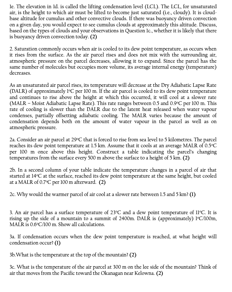 Lab3 Moisture and lapse rates Objective: To learn