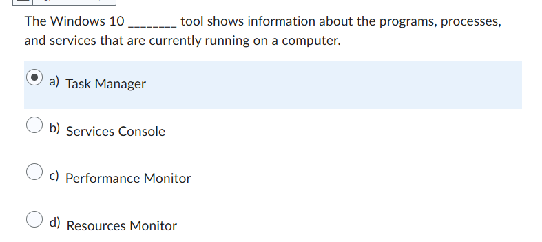 answer The Windows 10 tool shows information