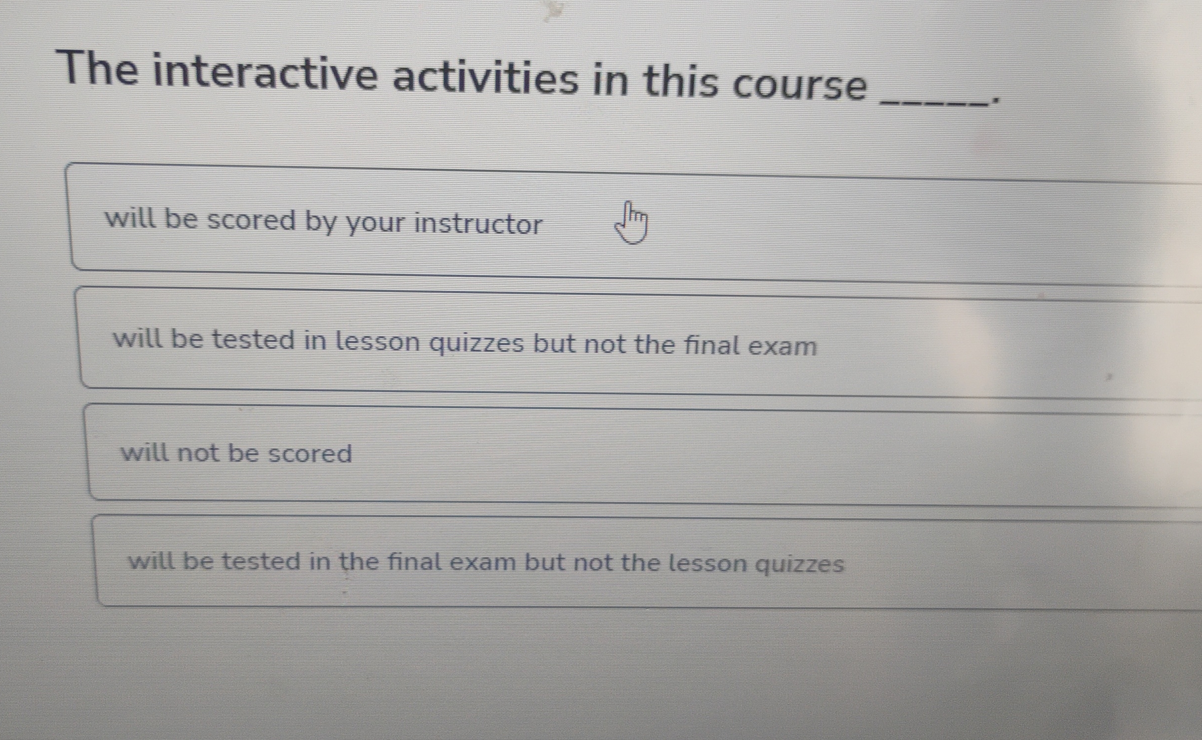 The interactive activities in this course will be