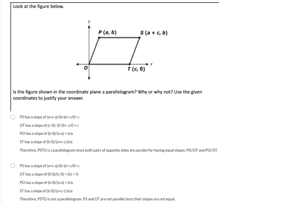 answer Look at the figure below. P (a, b) S (a +