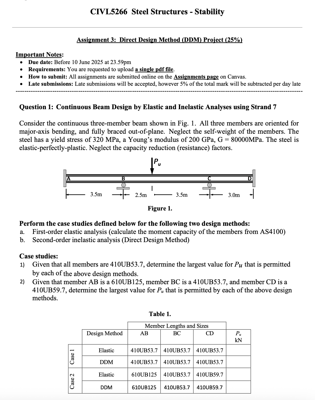 CIVL5266 Steel Structures - Stability Assignment