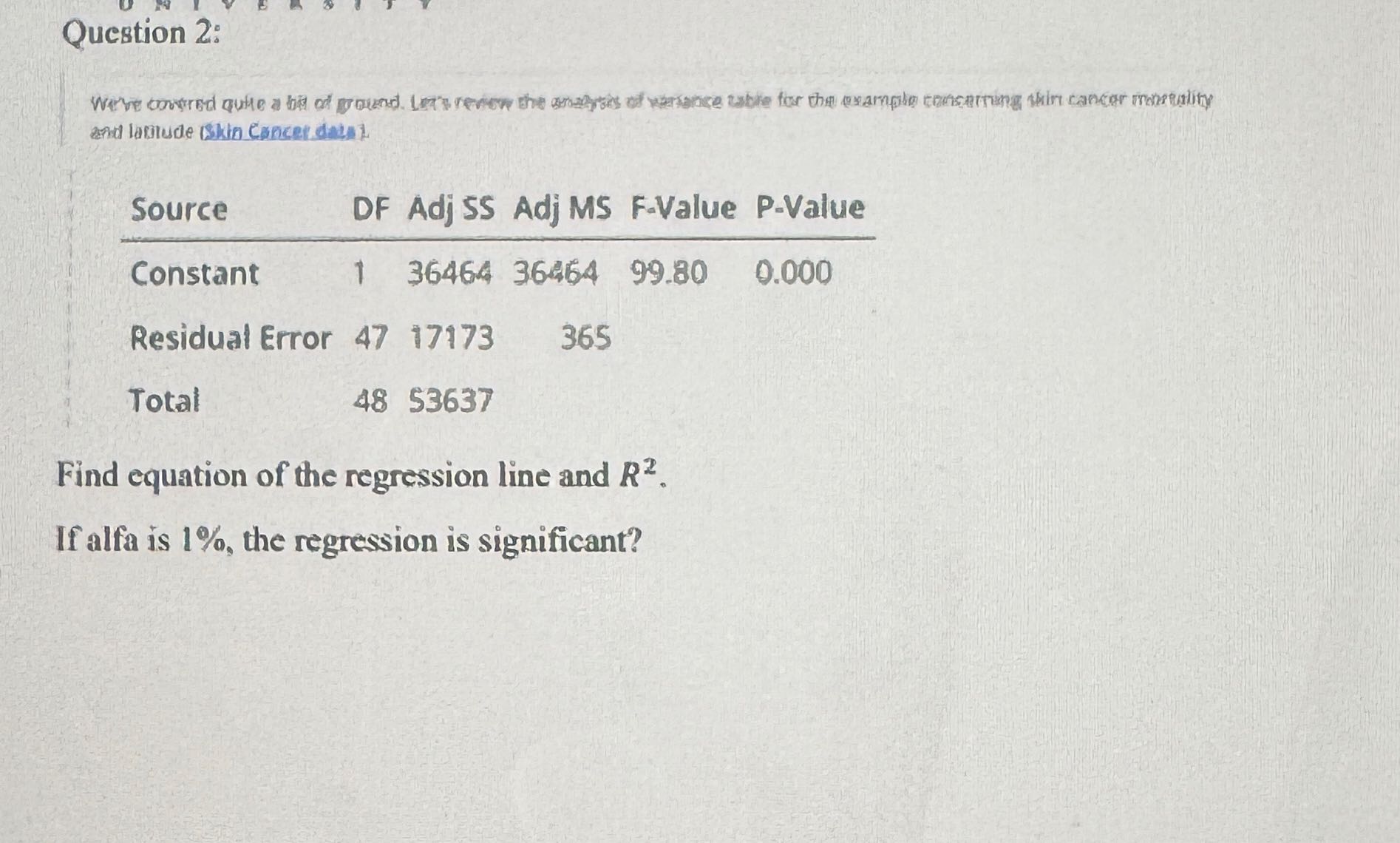 Question 2: We've covered quite a be od