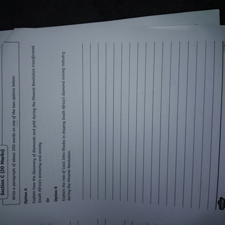 Section C (20 Marks) Write a paragraph of about