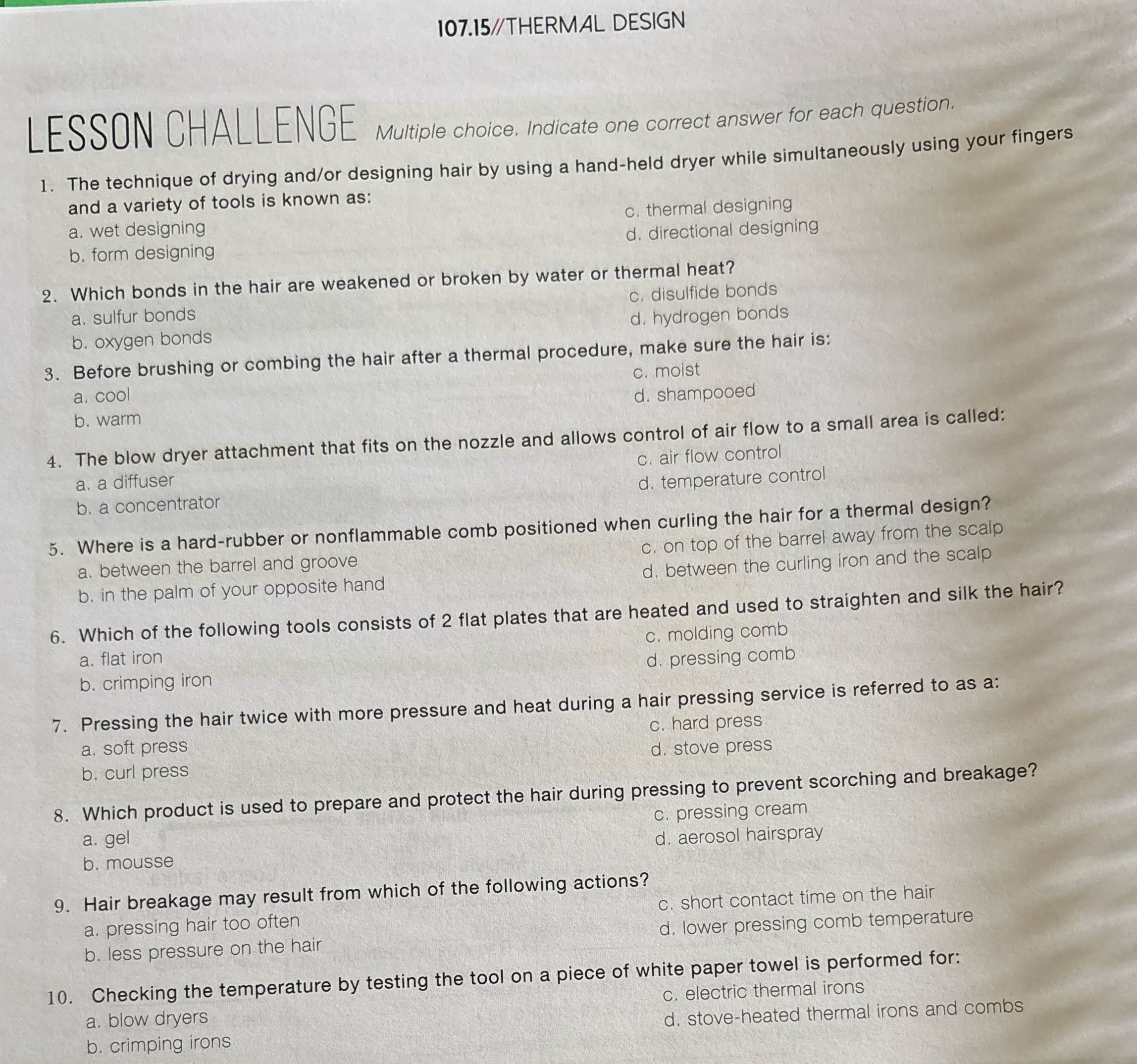 107.15//THERMAL DESIGN LESSON CHALLENGE Multiple