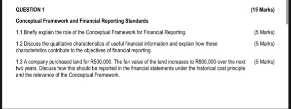 QUESTION 1 ( 1 5 Marks ) Conceptual Framework and