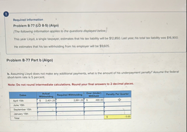 0 Required inflormation Problem 8 - 7 7 ( LO 8 -