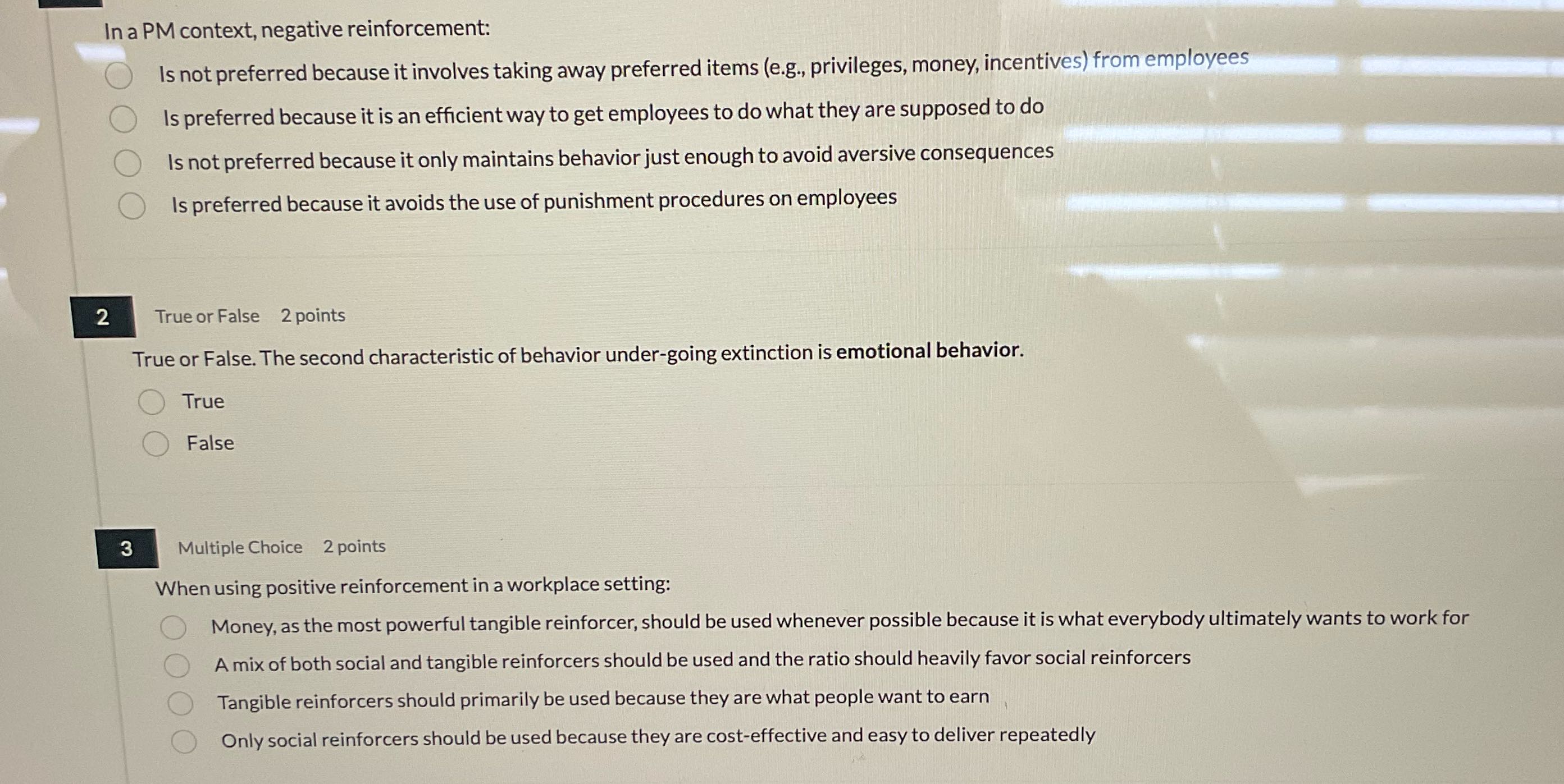 Help In a PM context, negative reinforcement: Is