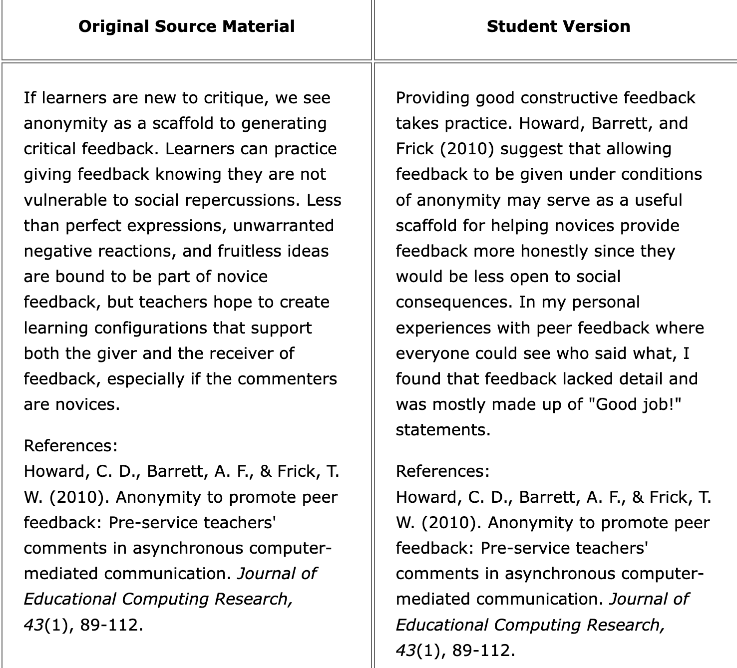 Original Source Material If learners are new to
