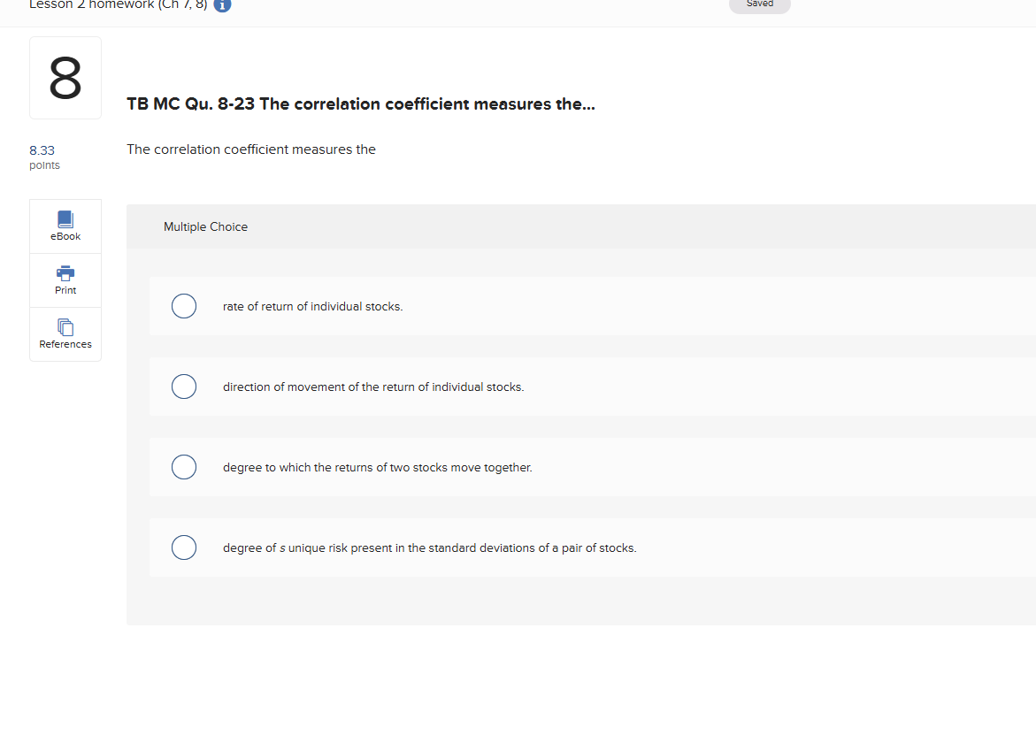 correct answer Lesson 2 homework (Ch /, 8 TB MC