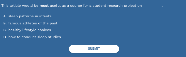 answer This article would be most useful as a