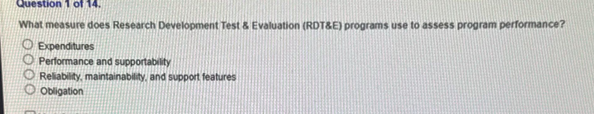 Answer Question 1 of 14. What measure does