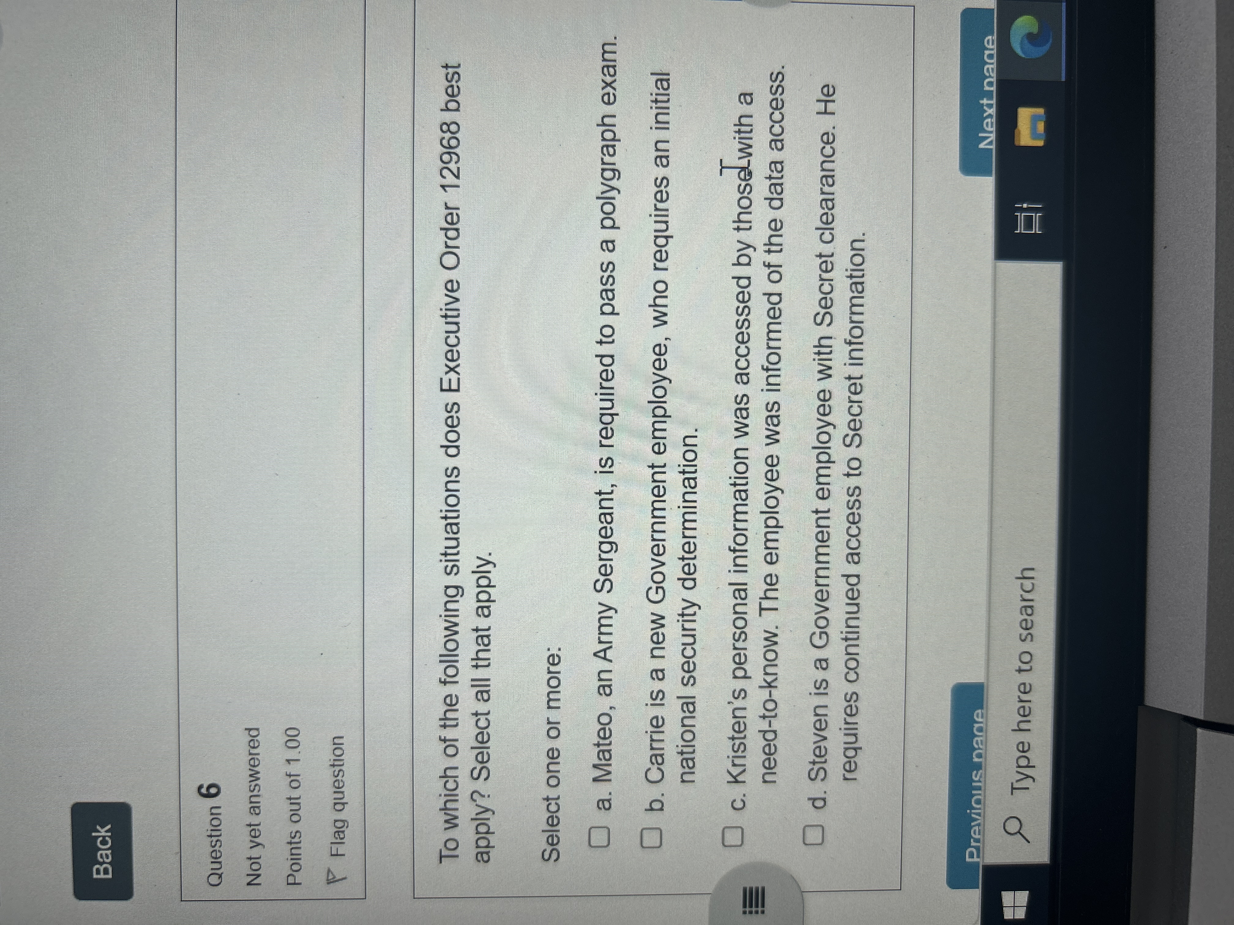 Answer the question Back Question 6 Not yet
