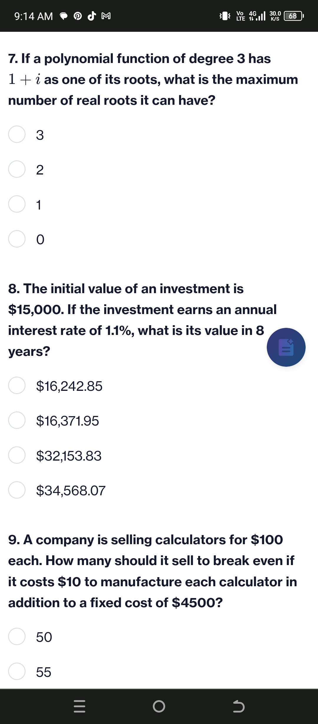 9:14AM @@ dM eater 7. If a polynomial function of