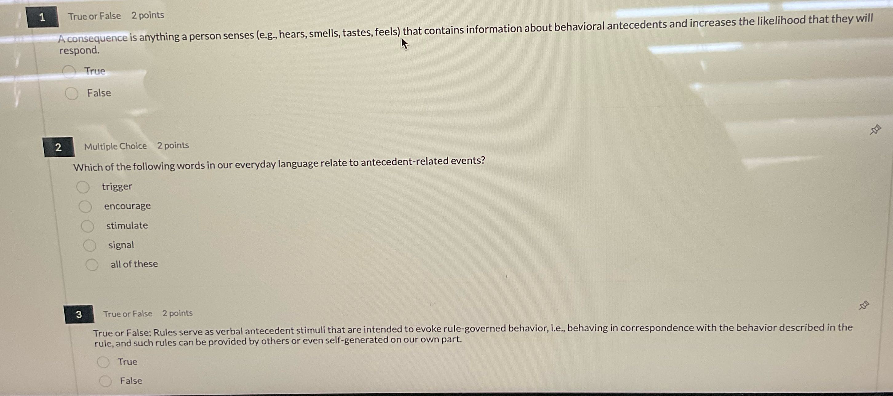 Help 1 True or False 2 points A consequence is