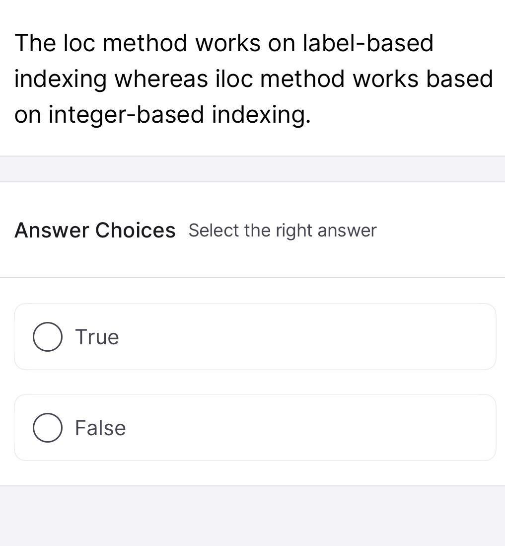 The loc method works on label-based indexing