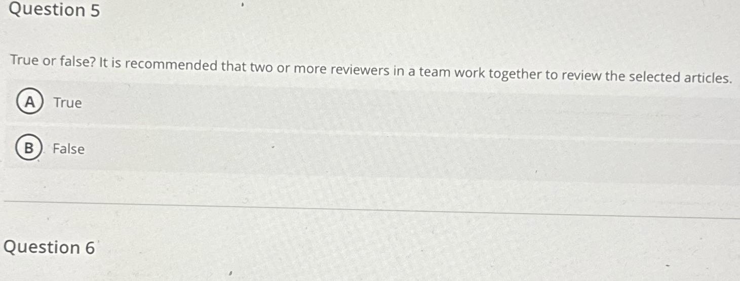 Question 5 True or false? It is recommended that