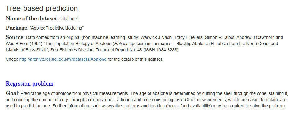 Tree-based prediction Name of the dataset: