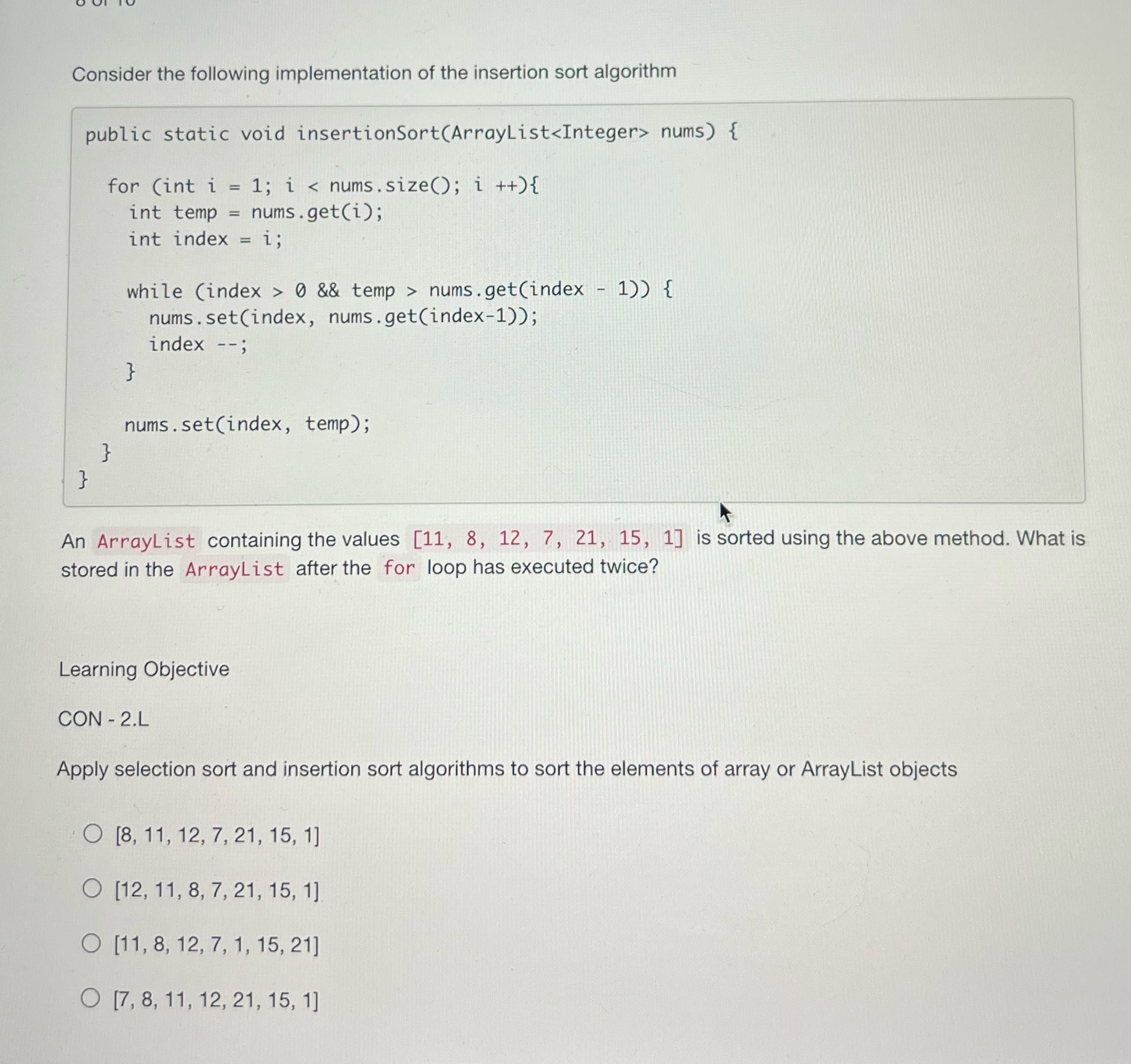 Consider the following implementation of the