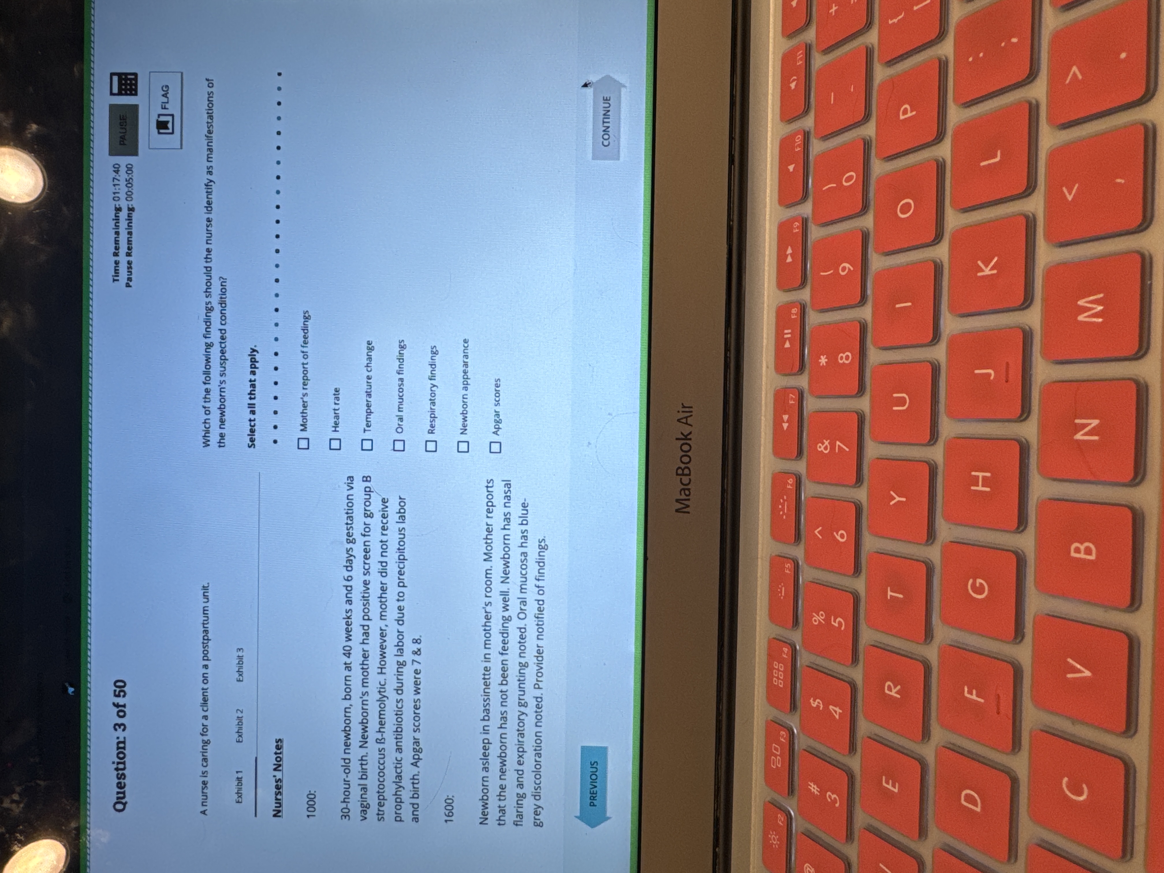 . Time Remaining: 01;17:40 Question: 3 of 50